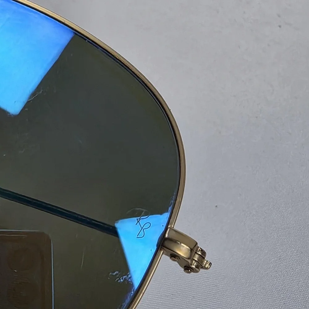 Ray-Ban RB3025 Sunglasses Mens 58-14 Gold Blue Mirrored Aviator Metal Italy